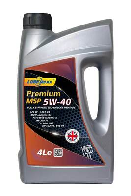 Passenger Car Engine Oil MSP 5W-40 designed to meet API SP ACEA C3 and VW standards for performance in modern petrol and diesel passenger cars